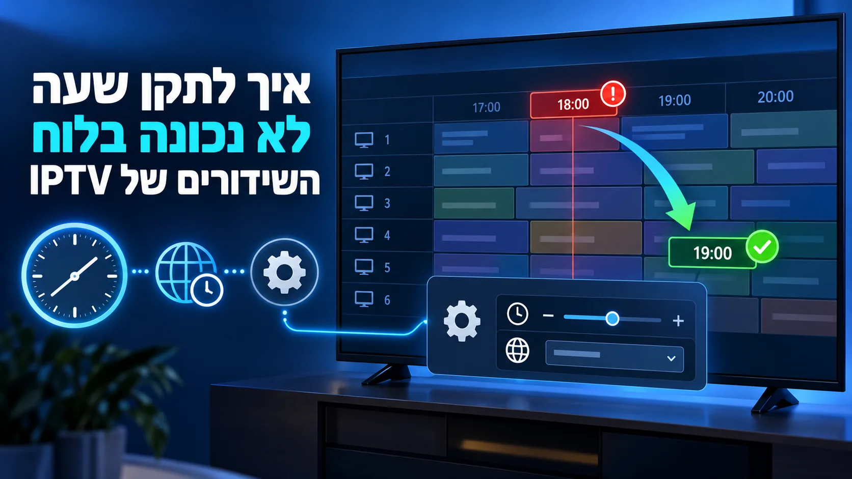 שעה לא נכונה בלוח שידורים iptv — איך לתקן שעה לא נכונה בלוח השידורים של IPTV