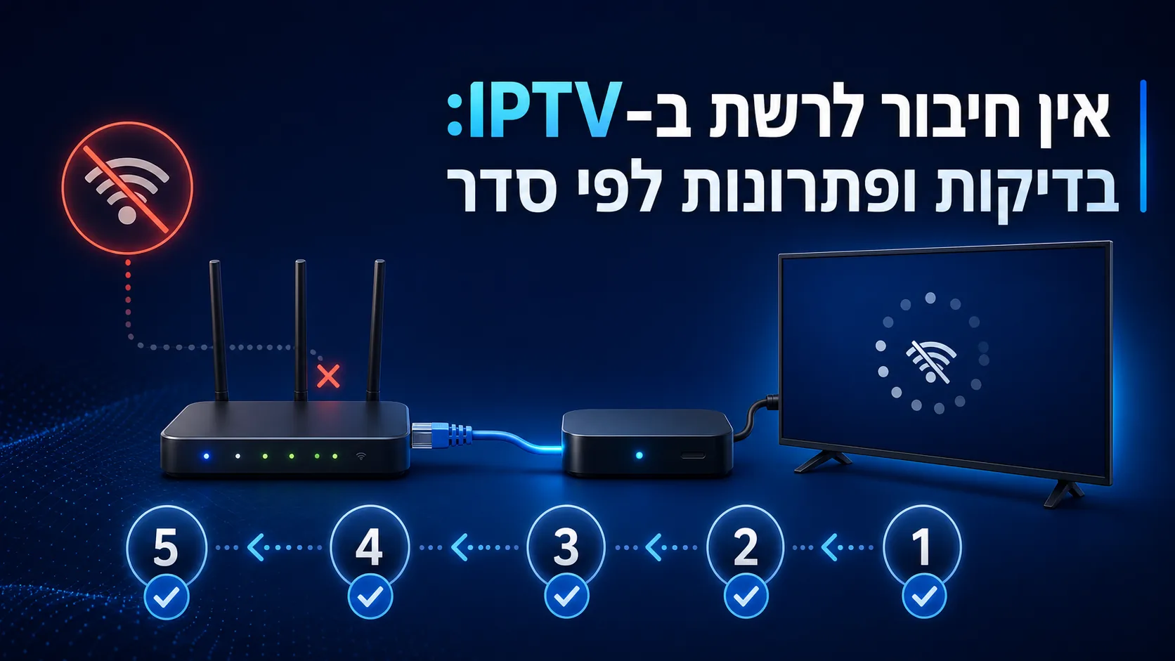 אין חיבור לרשת — אין חיבור לרשת ב-IPTV: בדיקות ופתרונות לפי סדר