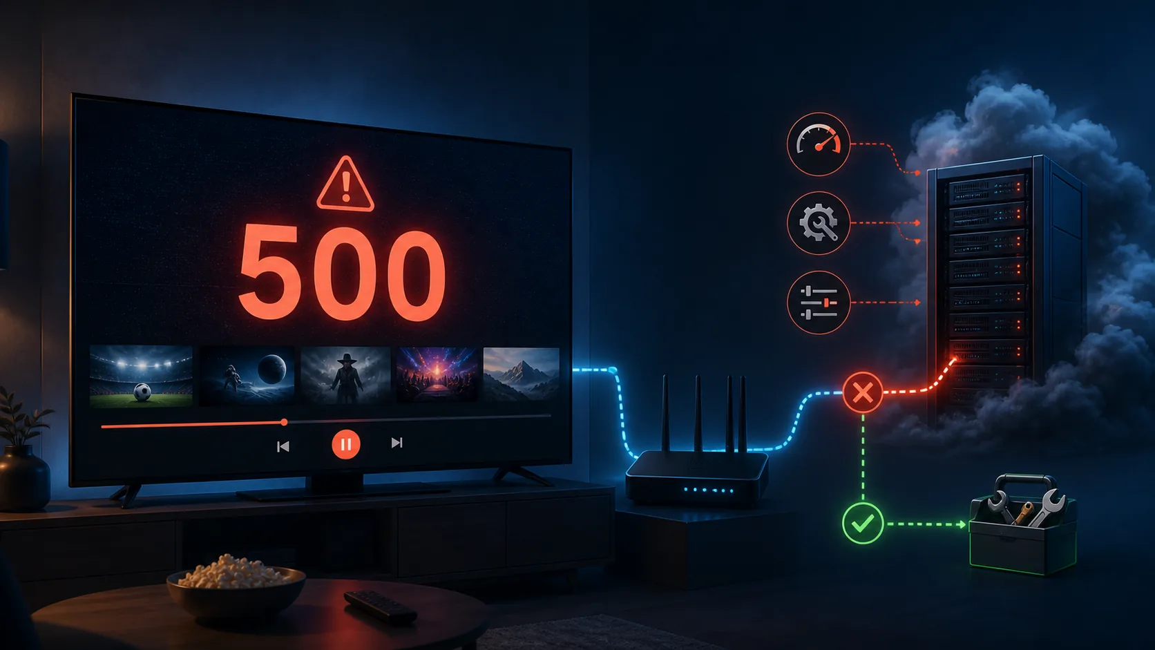 שגיאת שרת 500 ב-IPTV: סיבות ופתרונות אפשריים
