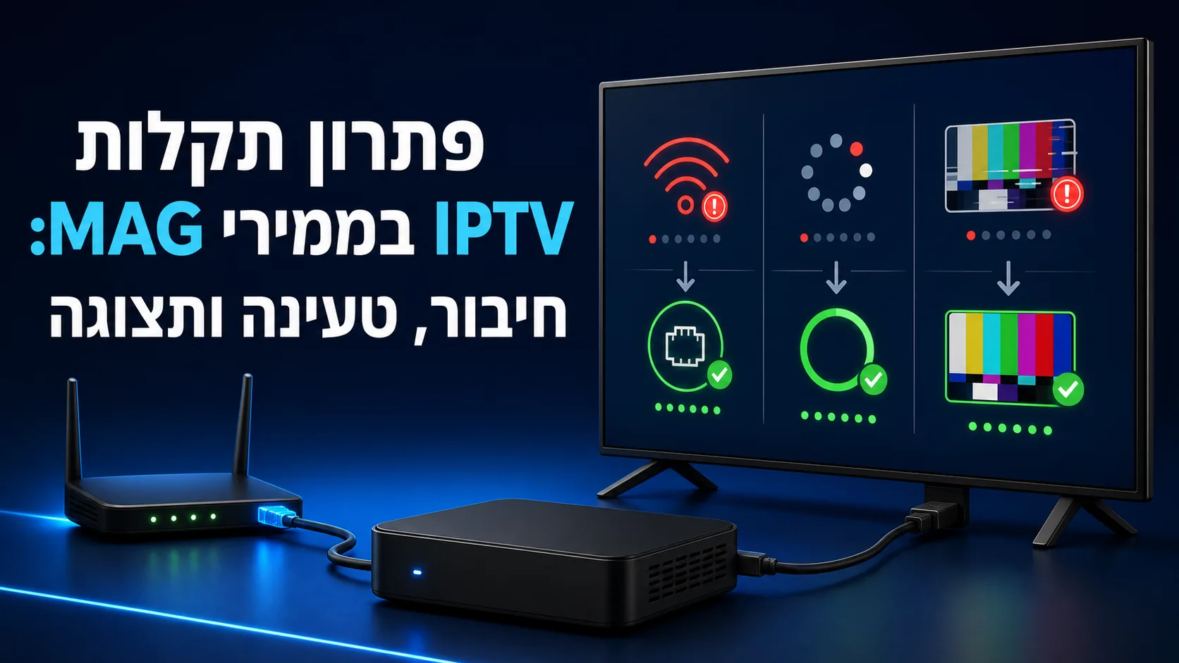 mag iptv — פתרון תקלות IPTV בממירי MAG: חיבור, טעינה ותצוגה